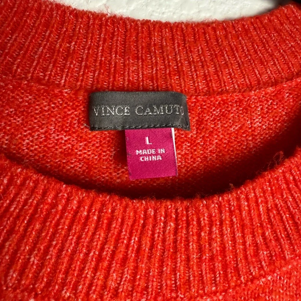 Vince Camuto Vibrant Red/Orange Crew Neck Sweater Size L.